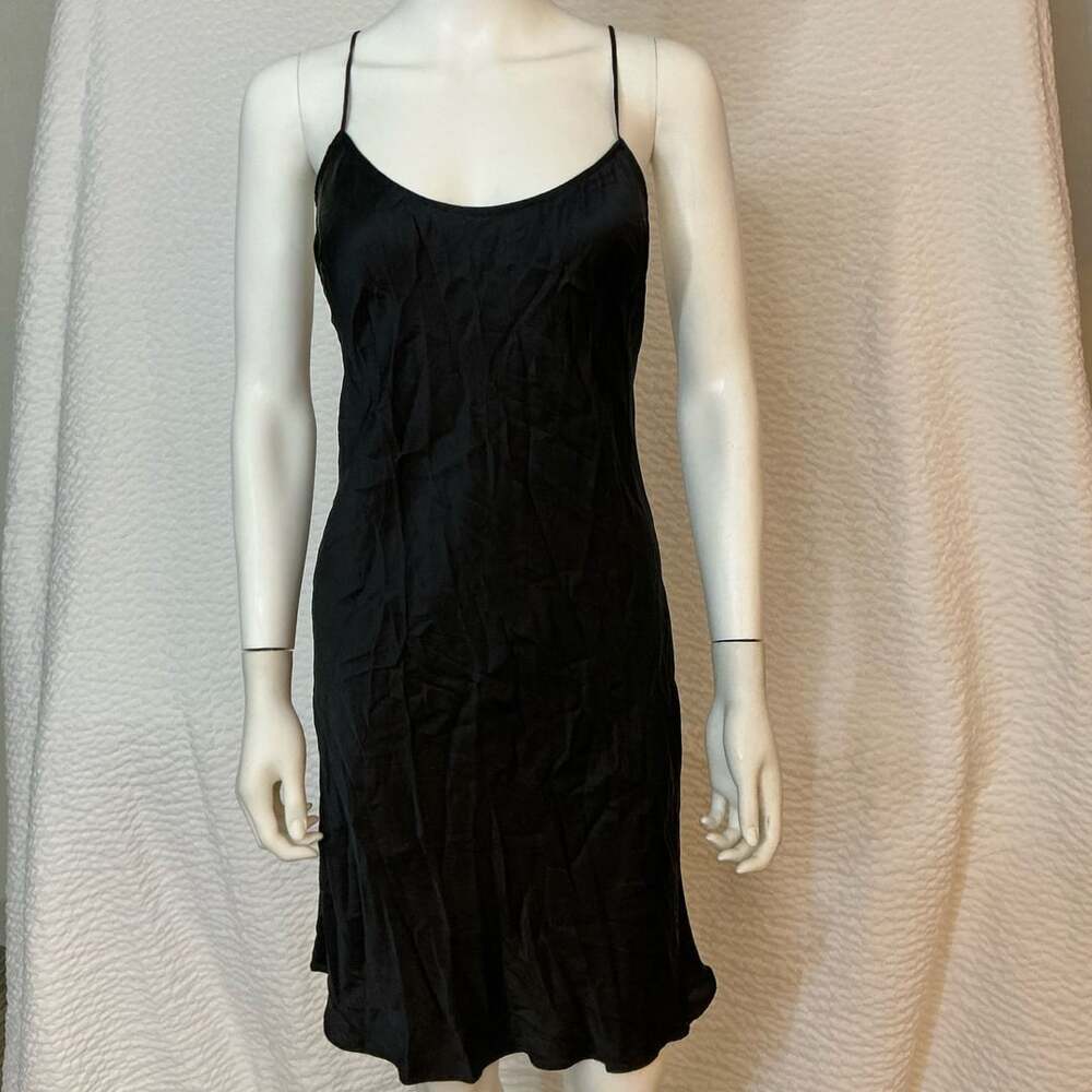 Victoria's Secret Silk Slip Dress Size S Black Crossback